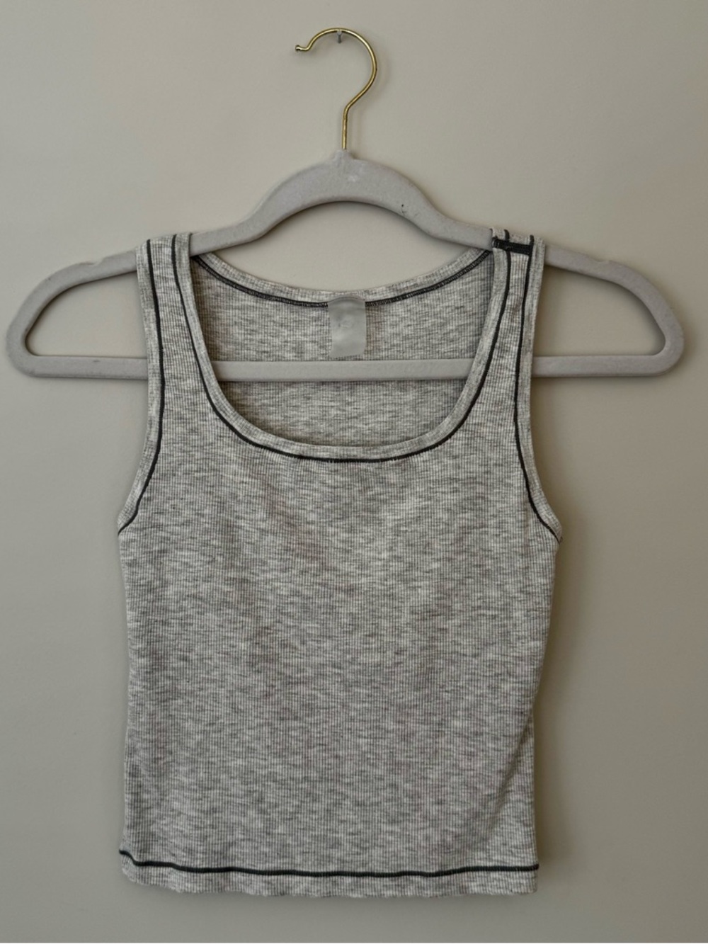 Amazon Ribbed Cotton Square Neck Cropped Tank, Light Grey – Small/Medium